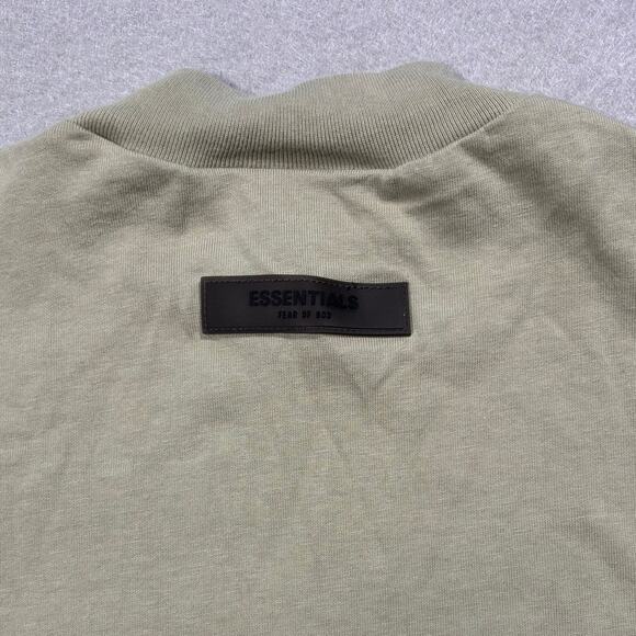 Essentials Fear of God Kids Tee Shirt-Short Sleeve Youth Sz 6/7 tan olive Logo - Picture 3 of 7